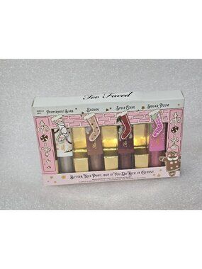 Too Faced Better Not Pout Lip Gloss Set Peppermint Bark Eggnog Spice Sugar Plum